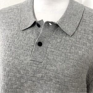 TAHARI Men’s Wool Blend Large Gray Long Sleeve Collar Sweater Waffle Knit NWT